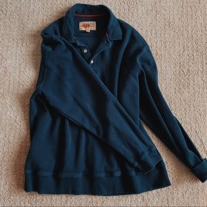 Trendy Two-Button Oversized Navy Pullover 🦋✨